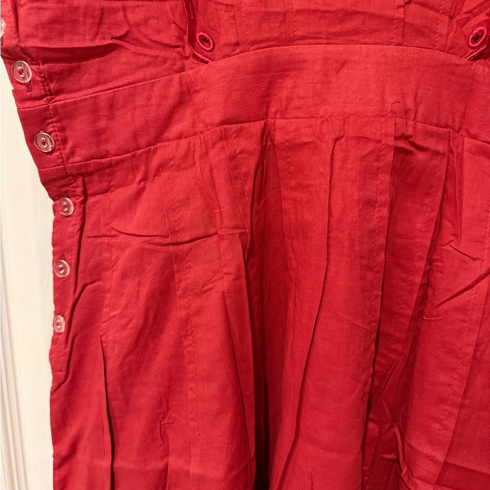 Scarlet Red Dress with Button Detail - Picture 4 of 4